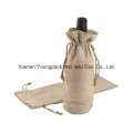 Personalized Single Bottle Jute Wine Gift Bags with Drawstring